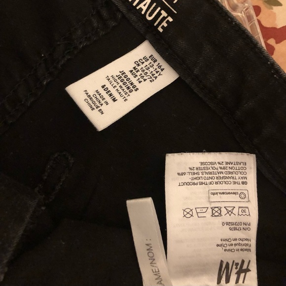H&M Girls Black High Waist Jeggings, girls size 13-14Y. - Picture 5 of 5